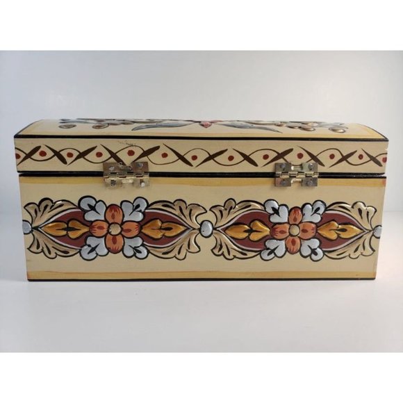 Bombeh Hand Painted Wooden Box with 3D Floral - Picture 3 of 7